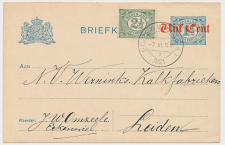 Briefkaart G. 106 a II / Bijfrankering Eck en Wiel - Leiden 1921