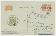 Briefkaart G. 109 / Bijfrankering Amsterdam - Duitsland 1920
