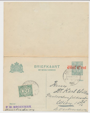 Briefkaart G. 113 I / Bijfrankering Amsterdam - Oostenrijk 1920
