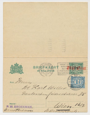 Briefkaart G. 121 II/ Bijfrankering Amsterdam - Oostenrijk 1920