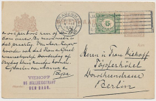Briefkaart G. 191 / Bijfrankering Den Haag - Duitsland 1922