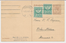 Briefkaart G. 198 / Bijfrankering Groningen - Duitsland 1924