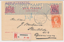 Briefkaart G. 202 / Aangetekend / Bijfrankering Groningen 1925