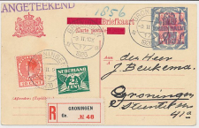 Briefkaart G. 209 b / Aangetekend / Bijfrankering Groningen 1926
