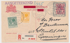 Briefkaart G. 208 b / Aangetekend / Bijfrankering Groningen 1926