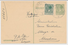 Briefkaart G. 216 / Bijfrankering Gilze - Belgie 1927