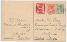 Briefkaart G. 216 / Bijfrankering Utrecht - Frankrijk 1926