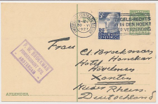 Briefkaart G. 216 / Bijfrankering Amsterdam - Duitsland 1927