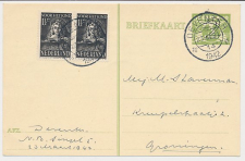 Briefkaart G. 246 / Bijfrankering Deventer - Groningen 1942