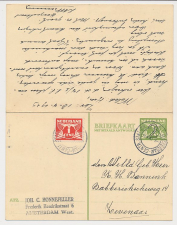Briefkaart G. 247 / Bijfrankering Amsterdam - Zevenaar 1939 v.v.