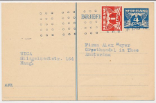 Briefkaart G. 252 / Bijfrankering Den Haag - Amsterdam 1940