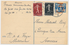 Briefkaart G. 258 / Bijfrankering Meerssen - Belgie 1940