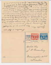 Briefkaart G. 243 / Bijfrankering Leiden - Haarlem 1942 v.v.