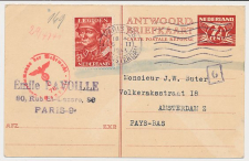 Briefkrt. G. 274 A-krt. Bijfr. Parijs Frankrijk - Amsterdam 1943