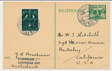 Briefkaart G. 277 b / Bijfrankering Amsterdam - USA 1945