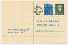 Briefkaart G. 300 / Bijfrankering Amsterdam - Den Haag 1953