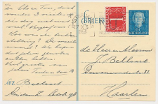 Briefkaart G. 302 / Bijfrankering Amsterdam - Haarlem 1953