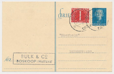 Briefkaart G. 302 / Bijfrankering Boskoop - Dedemsvaart 1953