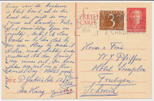 Briefkaart G. 306/ Bijfrankering Den Haag - Zwitserland 1954