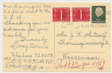 Briefkaart G. 313 / Bijfrankering Voorburg - Wassenaar 1957