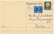 Briefkaart G. 313 / Bijfrankering Locaal te Haarlem 1958