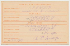 Verhuiskaart G. 6 Part.bedrukt / Hectografisch Amsterdam 1927   
