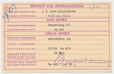 Verhuiskaart G. 11 Particulier bedrukt De Bilt 1935
