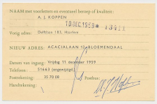 Verhuiskaart G. 26 Particulier bedrukt Haarlem 1959