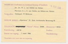 Verhuiskaart G. 32 Particulier bedrukt Zeist 1966