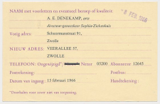 Verhuiskaart G. 32 Particulier bedrukt Zwolle 1966