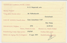 Verhuiskaart G. 36 Particulier bedrukt Den Haag 1971            