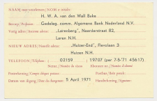 Verhuiskaart G. 36 Particulier bedrukt Amsterdam 1971