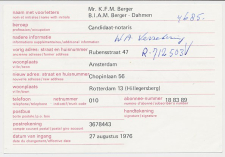 Verhuiskaart G. 42 Particulier bedrukt Amsterdam 1976