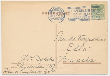 Briefkaart gefrankeerd met uitknipsel postwaardestuk 1929