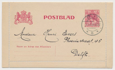 Postblad G. 12 Locaal te Delft 1909