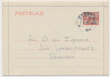 Postblad G. 21 Delft - Deventer 1941 