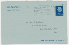 Luchtpostblad G. 15 s Gravenhage New York USA 1964