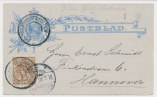 Postblad G. 5 y / Bijfr.  Amsterdam - Hannover Duitsland 1905