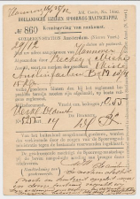Spoorwegbriefkaart G. HYSM14 d - Locaal te Amsterdam 1879