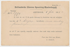 Spoorwegbriefkaart G. HYSM23 d - Amsterdam - Haarlem 1894