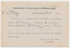 Spoorwegbriefkaart G. HYSM23 d - Amsterdam - Haarlem 1892