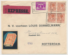 Spoorweg Expresse poststuk Dieren Doesburg - Rotterdam 1933