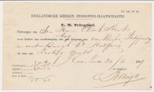 Telegraaf kwitantie H.IJ.S.M. Pietgijzen Brug - Halfweg 1869    