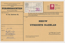 Breukelen - Utrecht 1965 - Persbericht - NBM vrachtzegel 30 cent