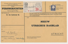 Soesterberg - Utrecht 1966 Persbericht - NBM vrachtzegel 30 cent
