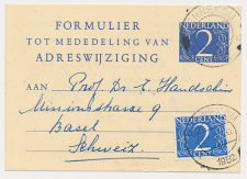 Verhuiskaart G. 22 Bennekom - Zwitserland 1952 - Buitenland