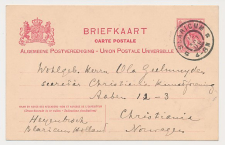 Grootrondstempel Blaricum - Christiania Noorwegen 1909