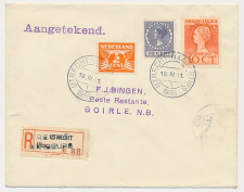 Aangetekend Utrecht Jaarbeurs 1936-Overstempeld strookje Utrecht