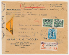 Aangetekend s Gravenhage Zaanstraat 1942 - Overstempeld strookje