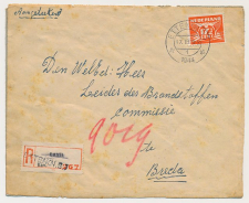 Aangetekend Etten 1944 - Overstempeld strookje Bavel